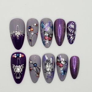 Gel Press On Nails " Be Happy "